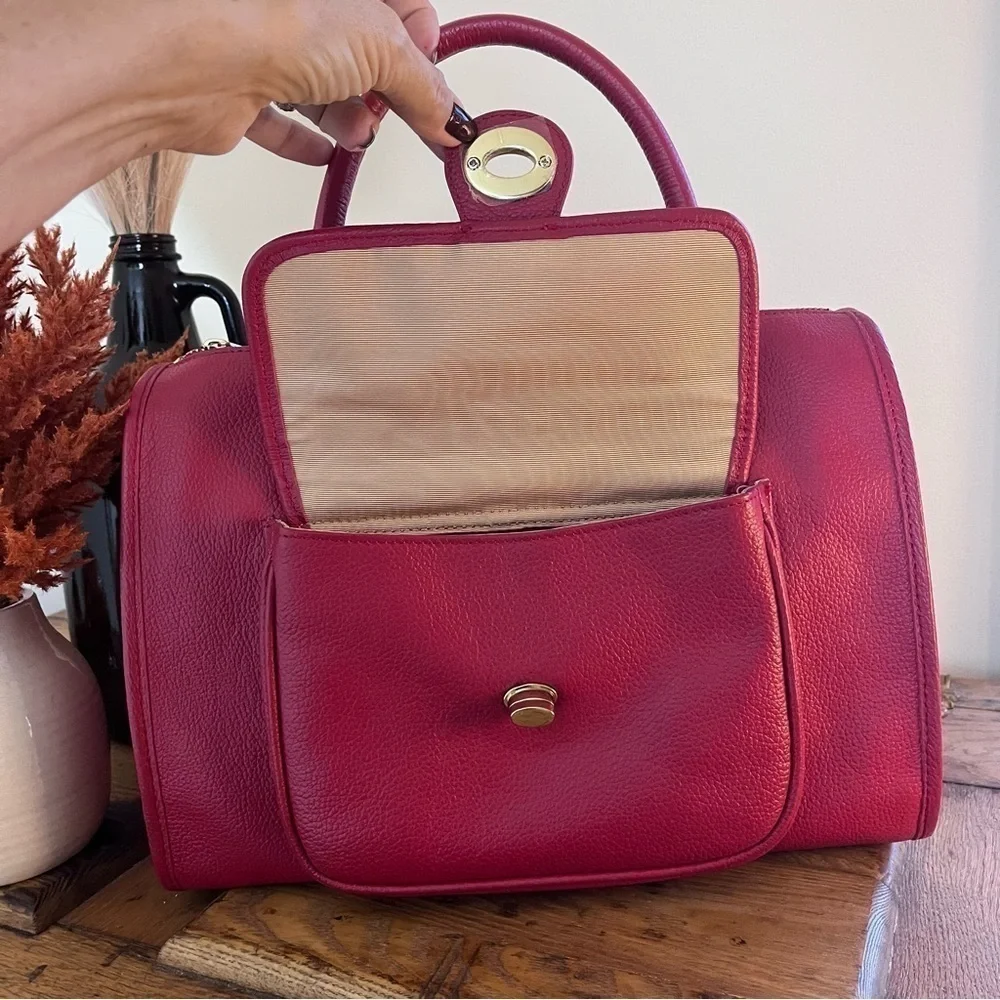 Ora Delphine Kelly Red Satchel Handbag Crossbody #208